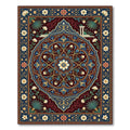 Ornate Blue Crimson Floral Medallion Rug