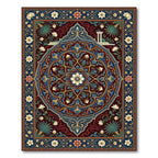 Ornate Blue Crimson Floral Medallion Rug