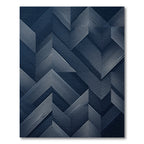 Modern Navy Geometric Angular Chevron Rug