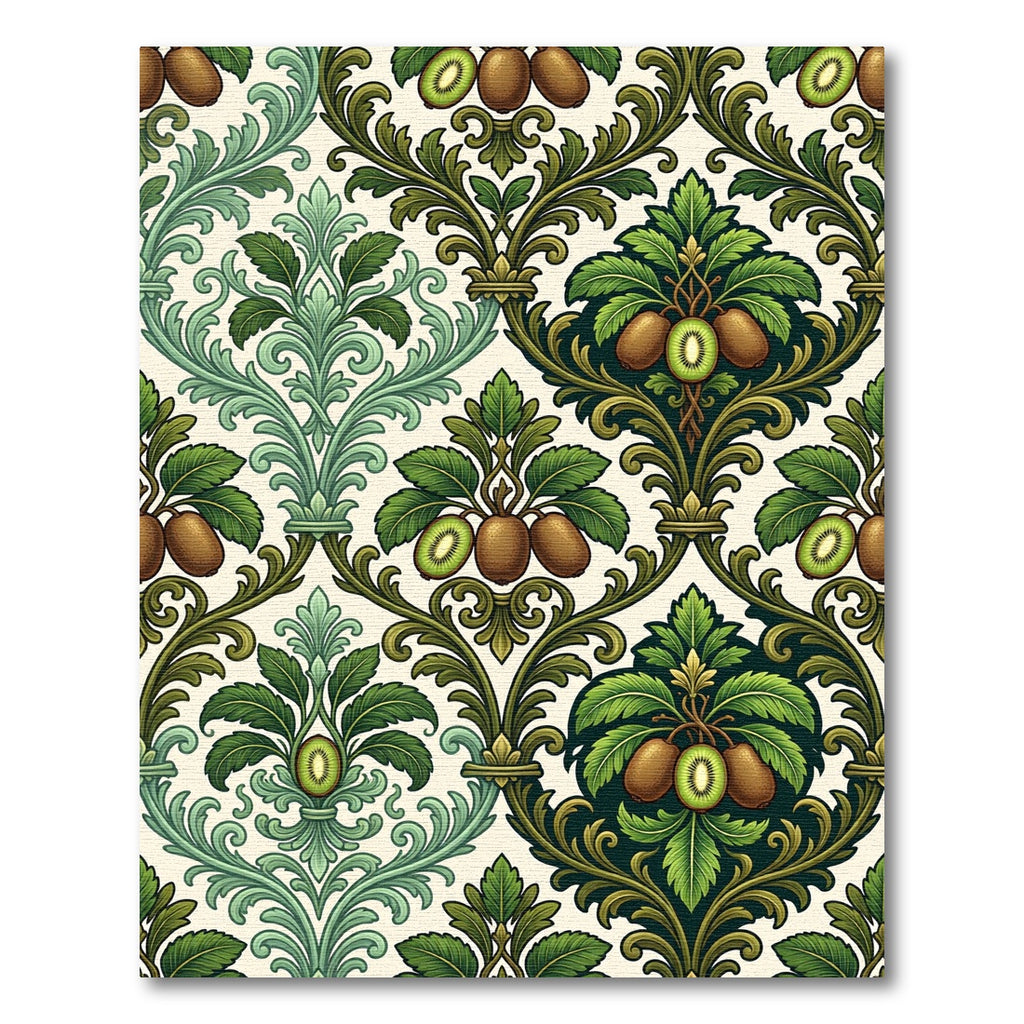 Ornate Damask Kiwi Botanical Tapestry Rug