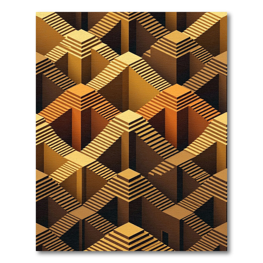 Golden Bronze Infinite Staircase Illusion Rug