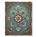 Elegant Blue Coral Floral Medallion Rug