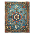 Elegant Blue Coral Floral Medallion Rug