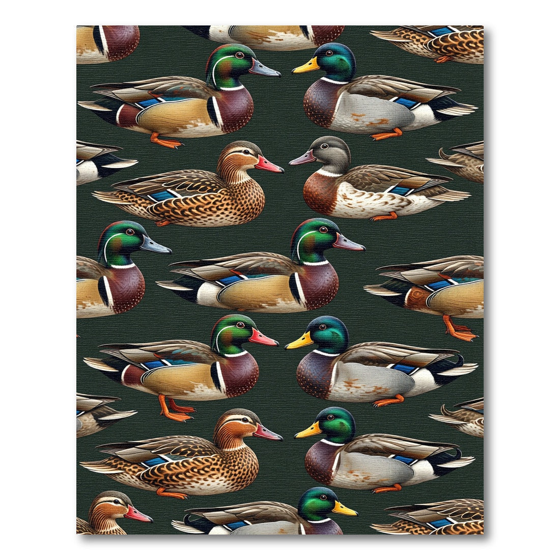 Detailed Mallard Duck Forest Green Rug