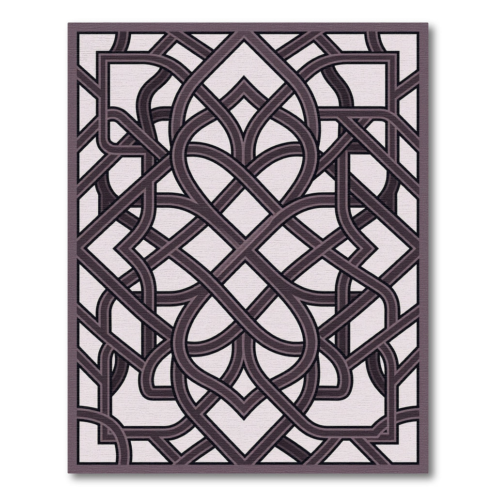 Intricate Mauve Interlocking Geometric Lattice Rug