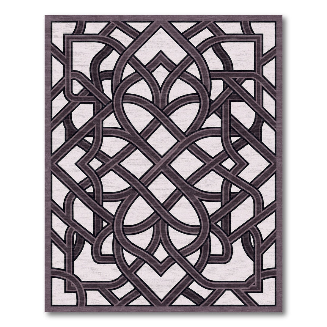 Intricate Mauve Interlocking Geometric Lattice Rug