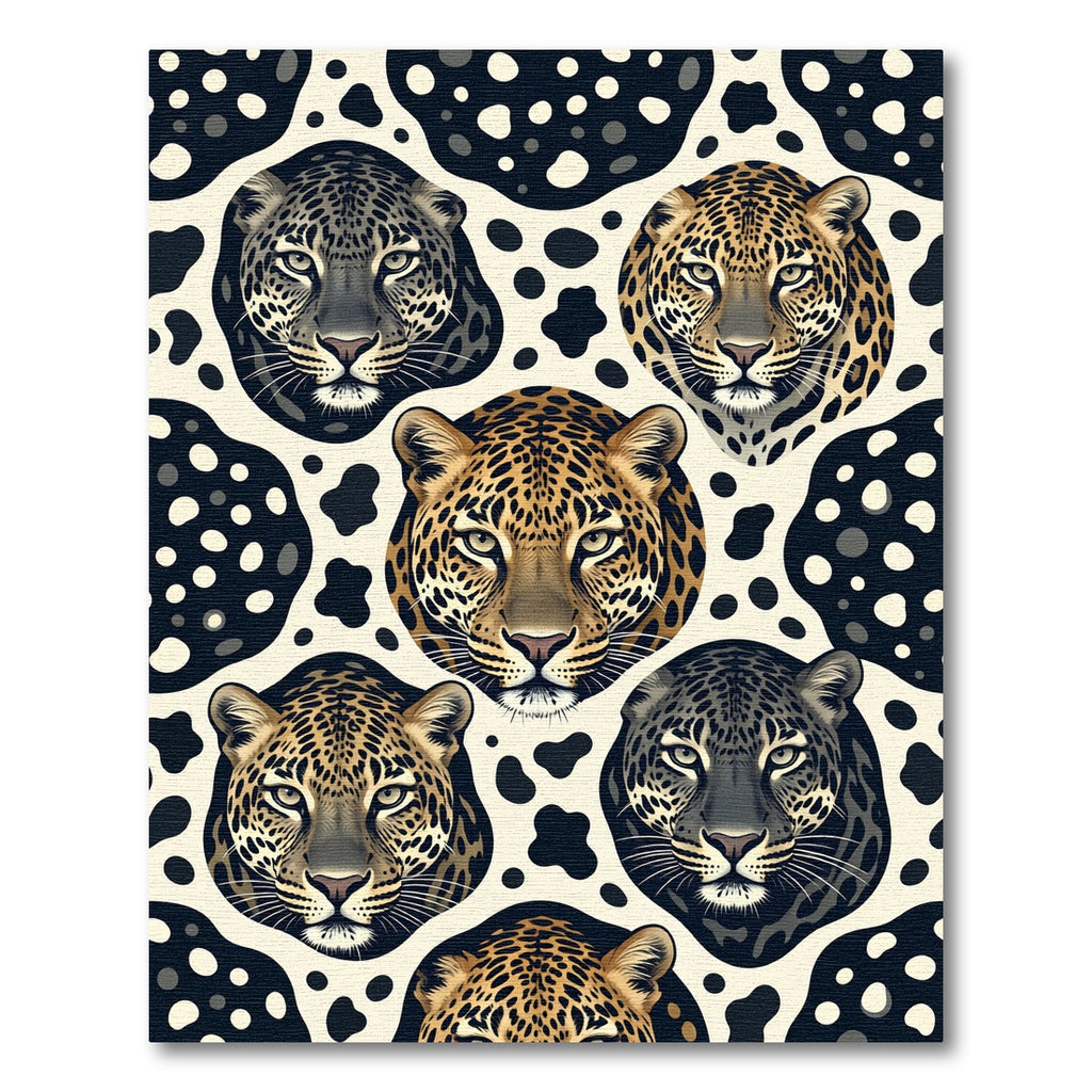 Leopard Portrait Cream and Black Rug