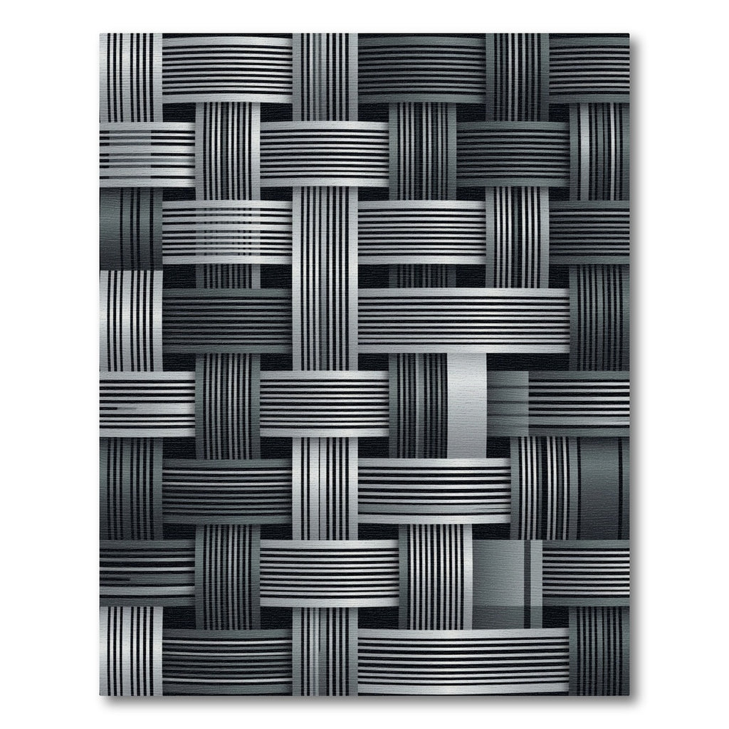 Modern Metallic Silver Woven Interlocking Texture Rug