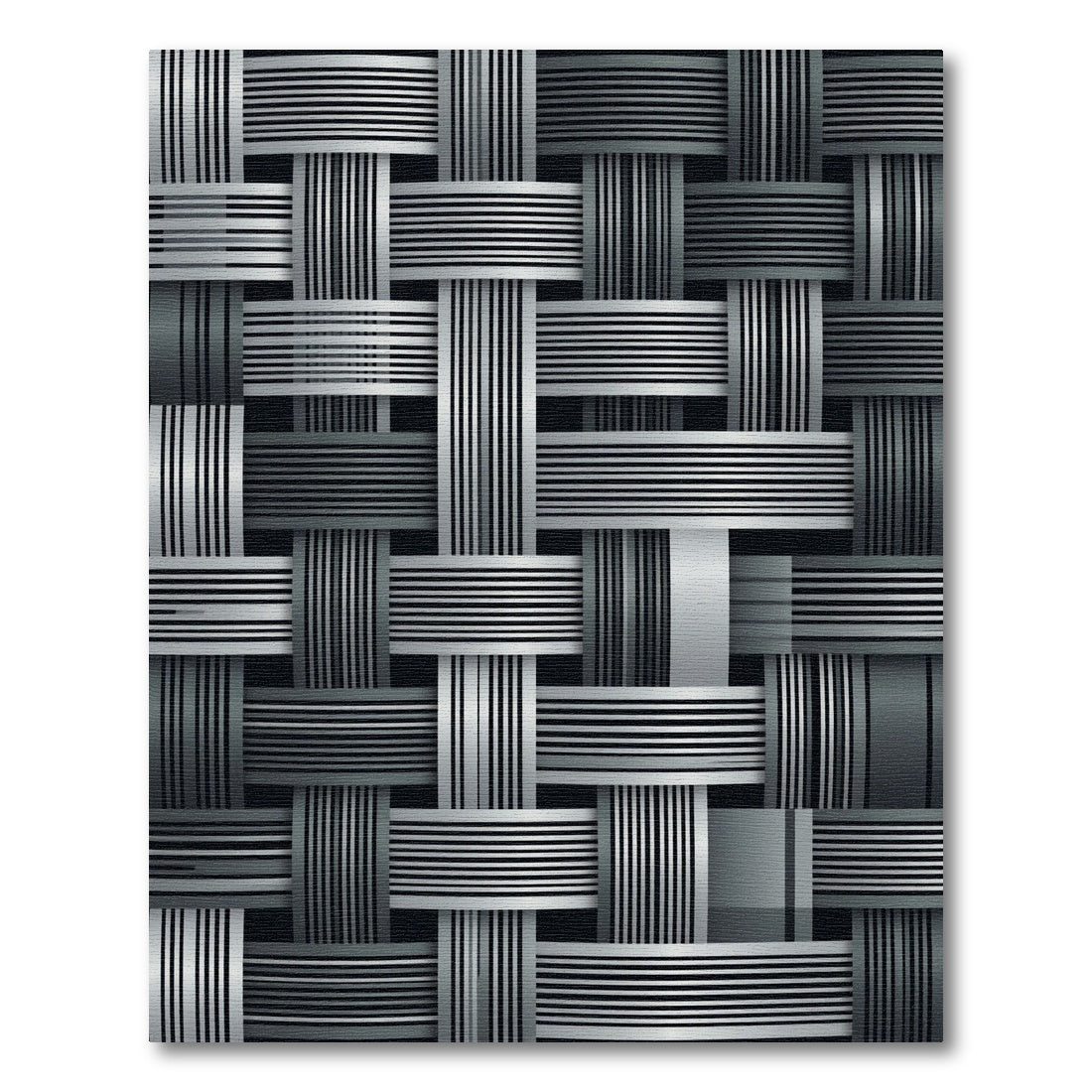 Modern Metallic Silver Woven Interlocking Texture Rug
