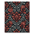 Elegant Crimson Floral Damask Scroll Rug