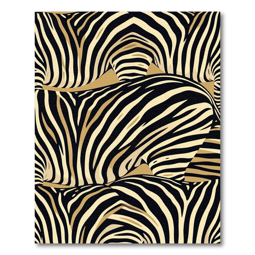 Golden Black Zebra Stripes Abstract Rug