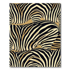 Golden Black Zebra Stripes Abstract Rug