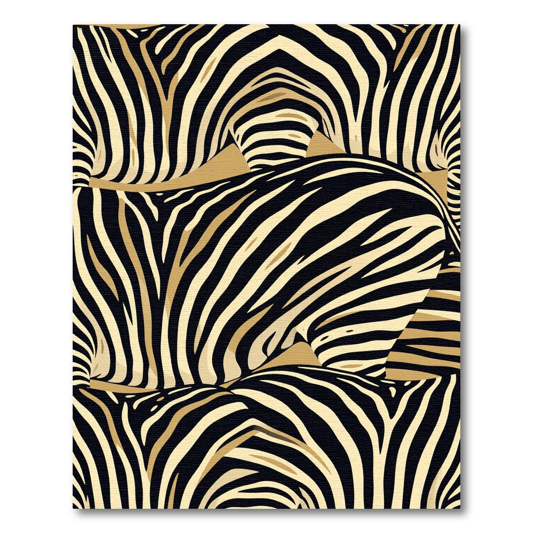 Golden Black Zebra Stripes Abstract Rug