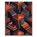 Orange Gray Geometric Abstraction Rug