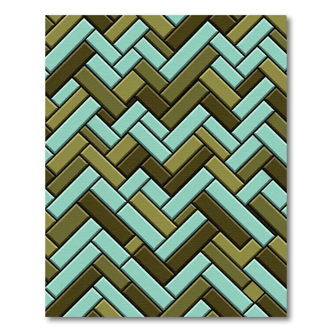 Sage and Olive Herringbone Tile Layout Rug