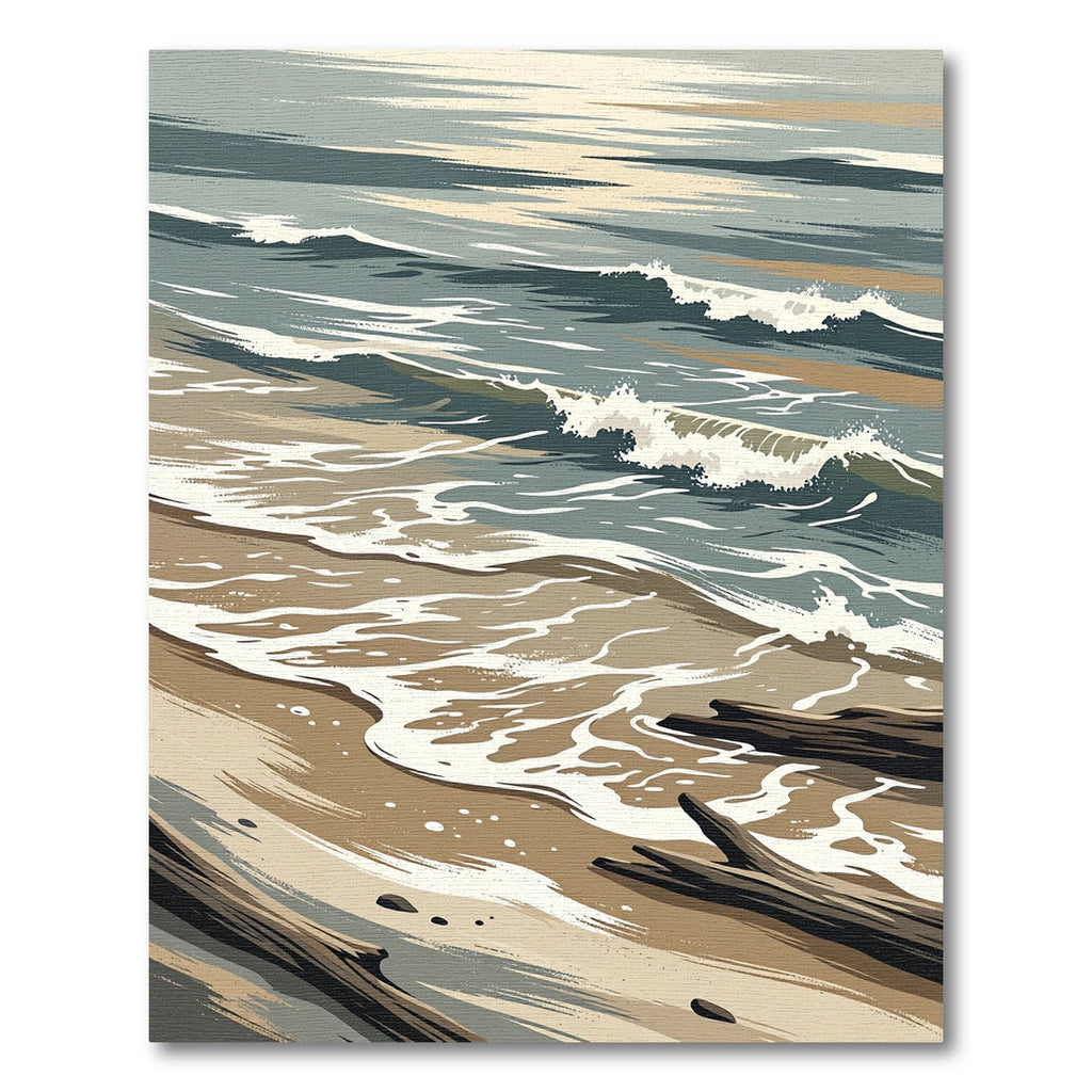 Coastal Waves Driftwood Coastal Palette Rug
