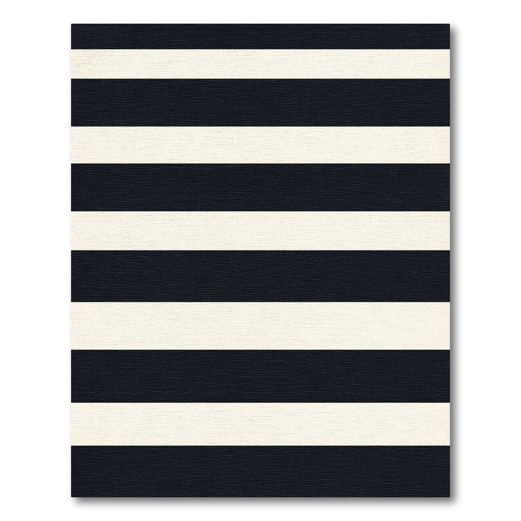 Bold Black Ivory Horizontal Stripe Rug