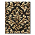Regal Golden Damask Black Scrollwork Rug