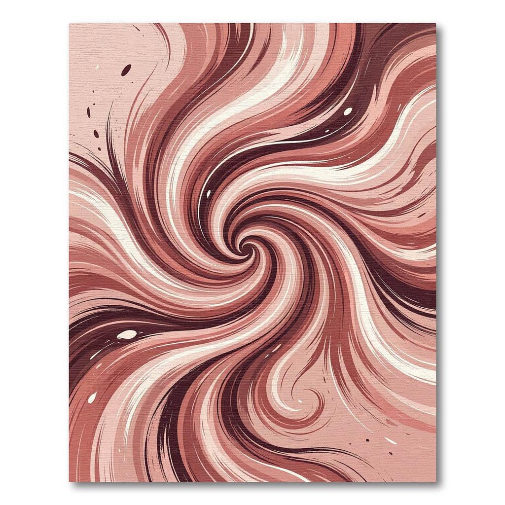 Earthy Crimson Abstract Spiral Swirl Rug