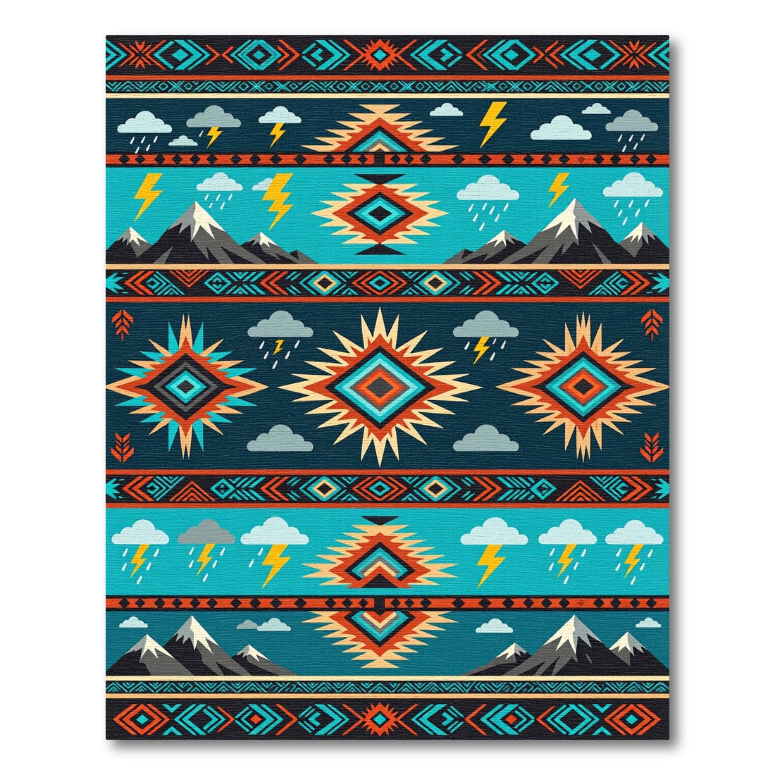 Southwestern Geo Mountain Bolt Teal Rug