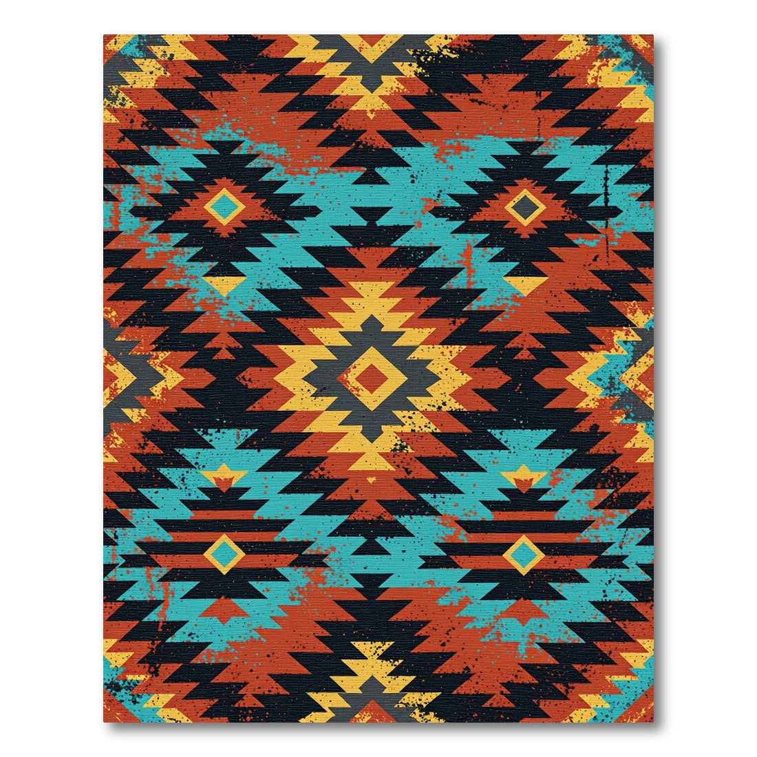Vibrant Southwest Geometric Diamond Aztec Rug