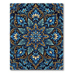 Royal Blue Floral Medallion With Gold Rug