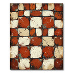 Distressed Terracotta Cream Mosaic Tile Rug