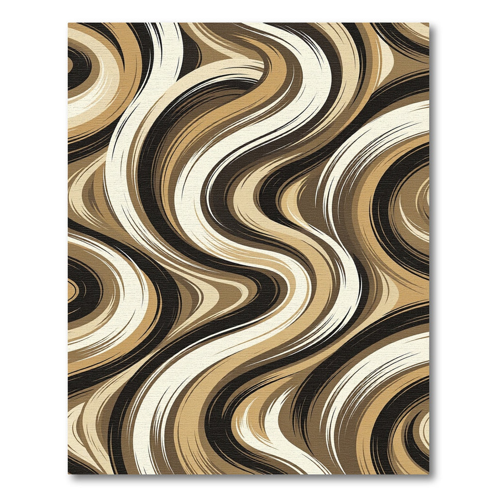 Modern Abstract Brown Wavy Swirl Rug