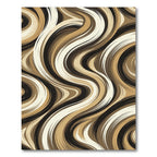 Modern Abstract Brown Wavy Swirl Rug