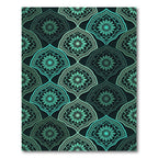 Emerald Teal Floral Arch Medallions Rug