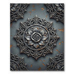 Vintage Gray Floral Medallion Rug