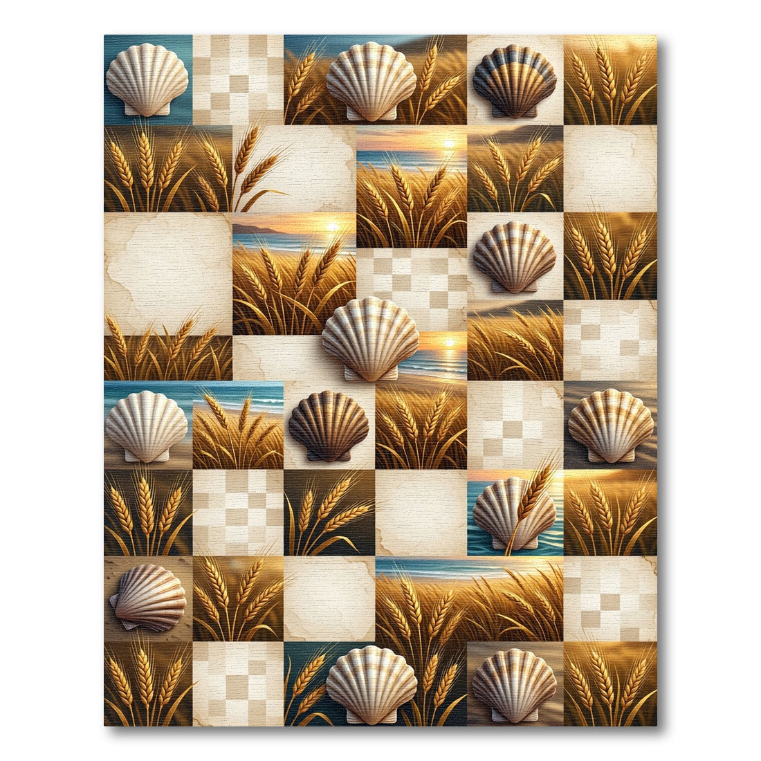 Golden Wheat Seashell Mosaic Rug