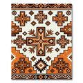 Orange Brown Geometric Cross Tribal Rug