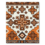 Orange Brown Geometric Cross Tribal Rug
