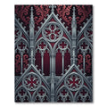 Gothic Silver Filigree Crimson Architecture Rug