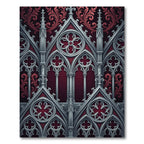 Gothic Silver Filigree Crimson Architecture Rug