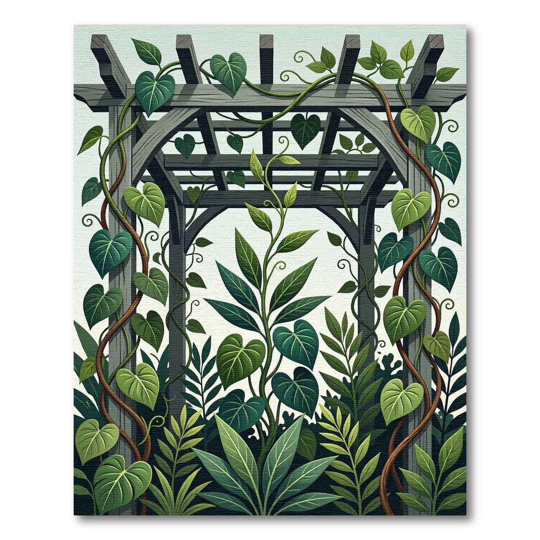 Lush Green Botanical Garden Pergola Rug