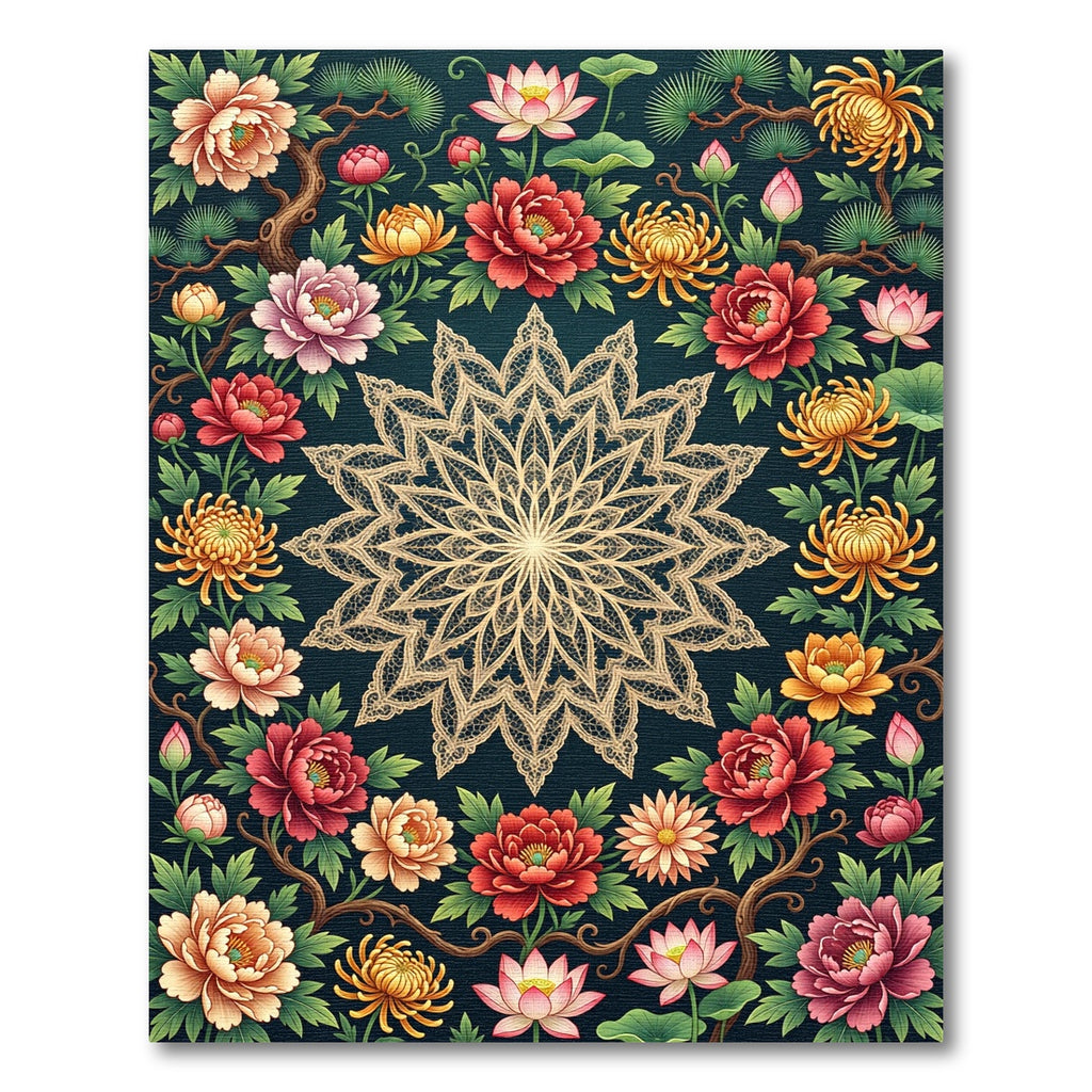 Lotus Floral Lace Medallion Symphony Rug