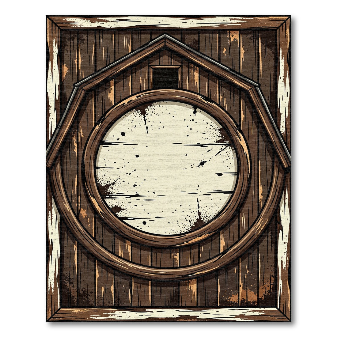 Ornate Rustic Wood Grain Roundel Rug