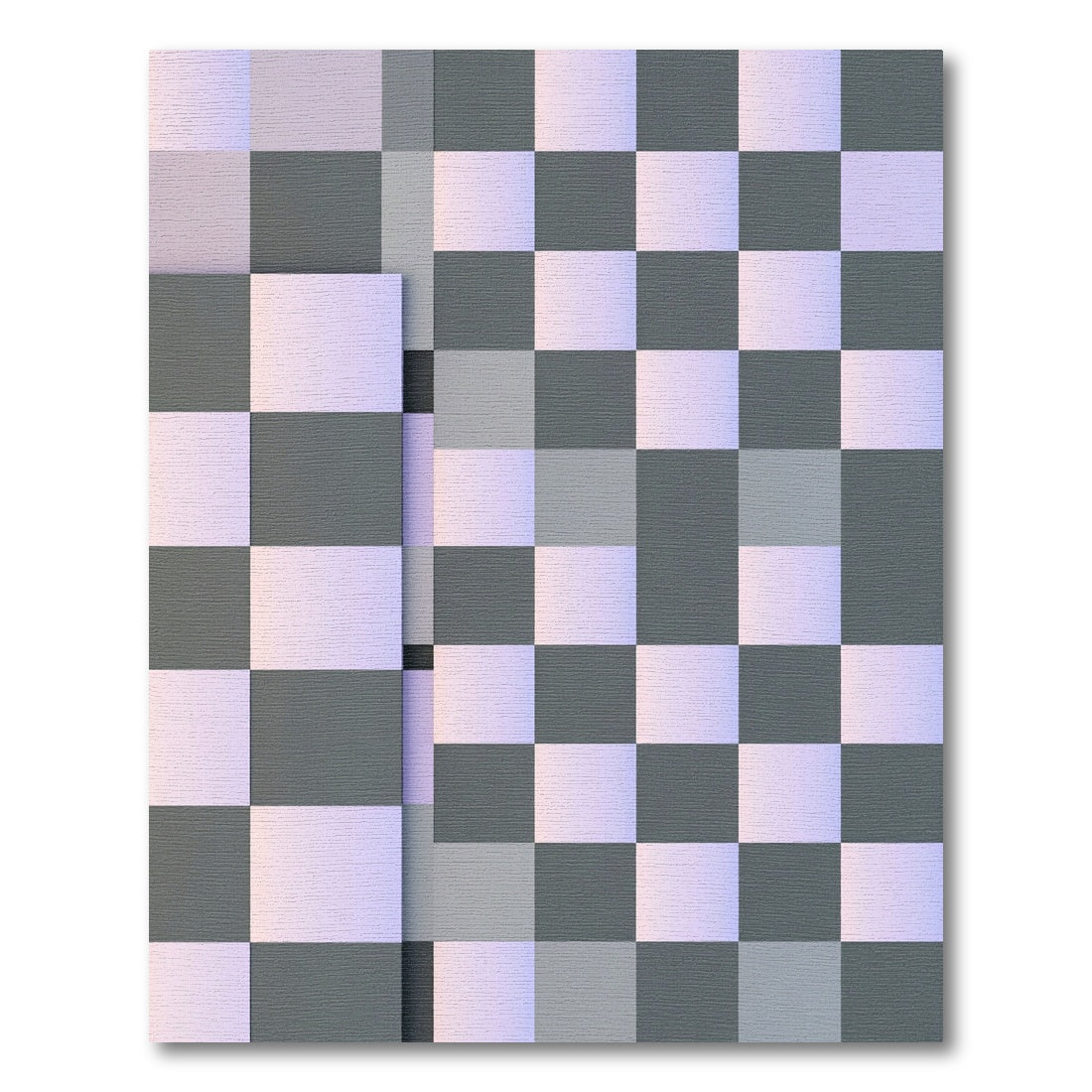 Gray Lavender Checkerboard Composition Rug