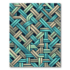 Teal and Sage Woven Interlaced Grid Rug