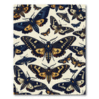 Dark Enchanted Moth Botanical Illustration Rug