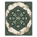 Elegant Sage Forest Lotus Medallion Rug