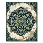 Elegant Sage Forest Lotus Medallion Rug