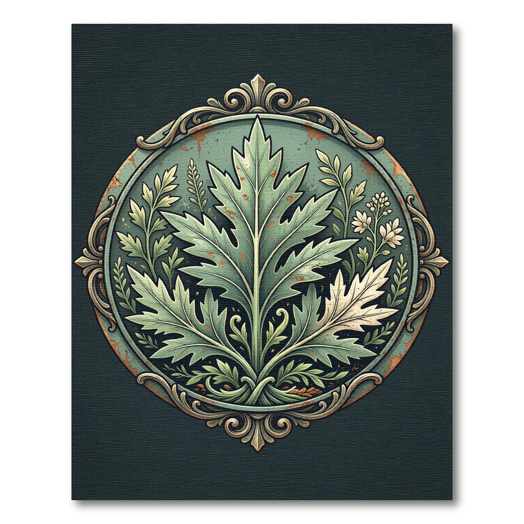 Sage Botanical Acanthus Circular Medallion Rug