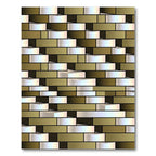 Gold White Horizontal Brick Illusion Rug