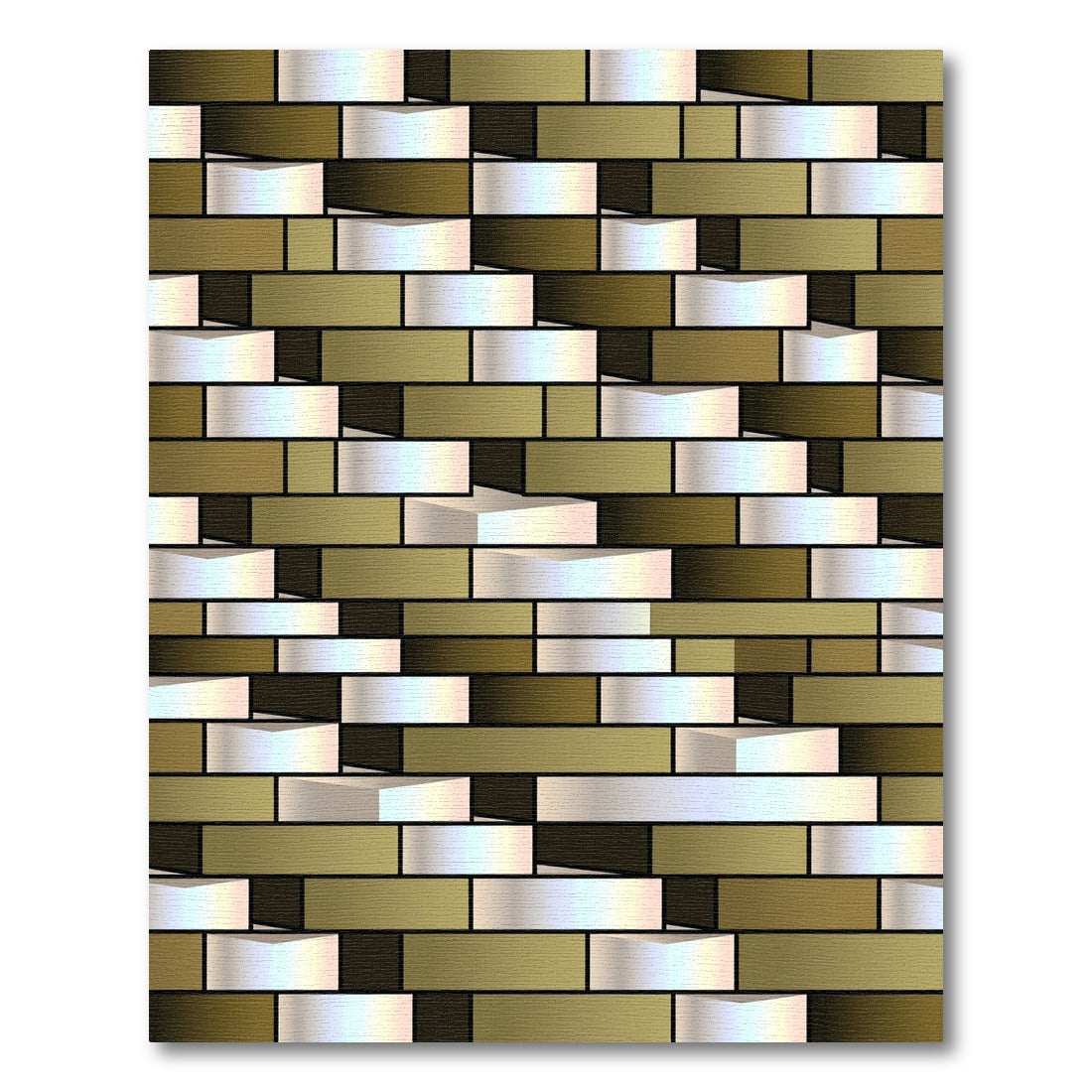 Gold White Horizontal Brick Illusion Rug