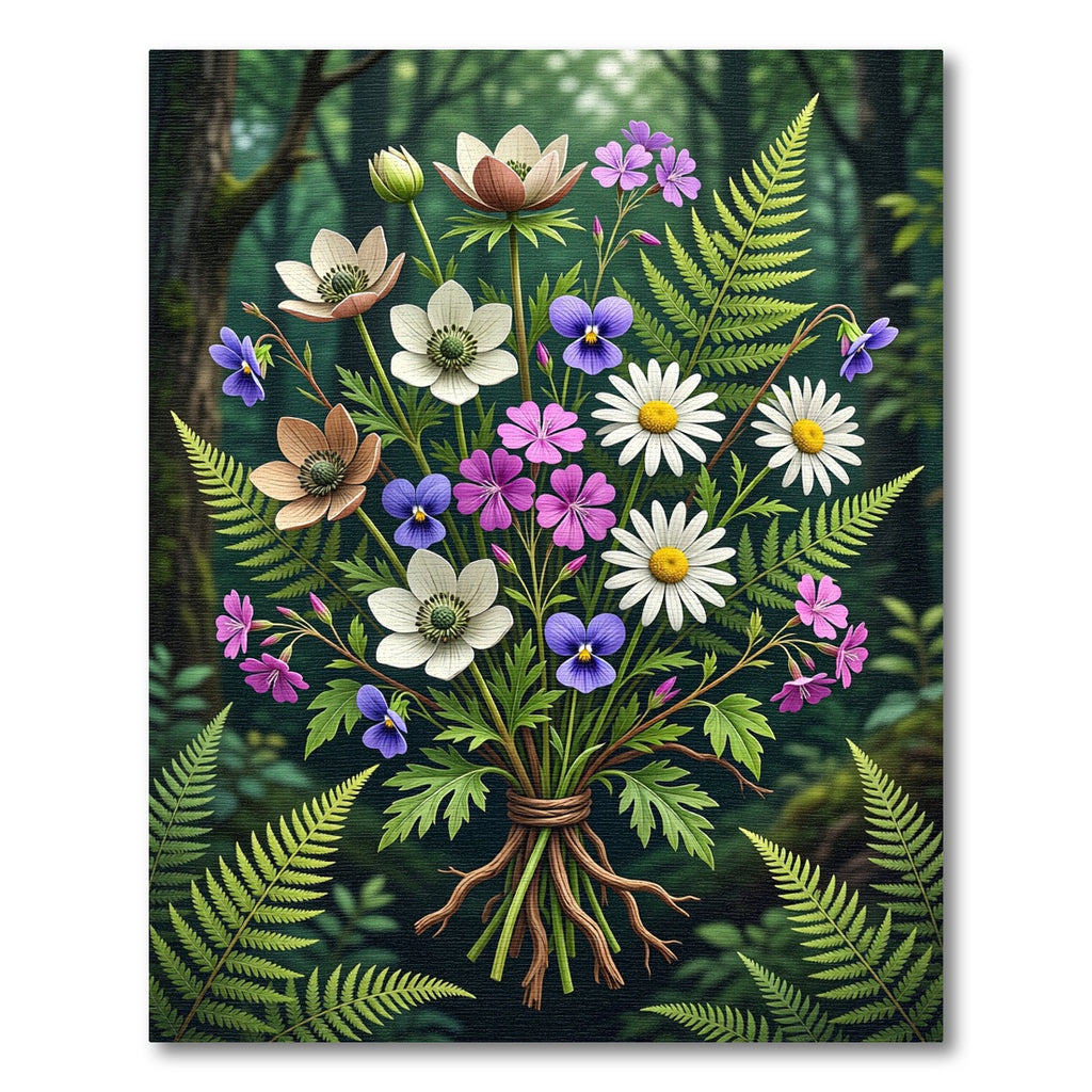 Woodland Meadow Wildflower Bouquet Rug