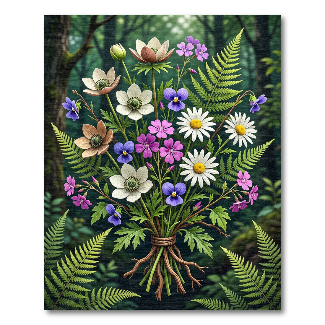 Woodland Meadow Wildflower Bouquet Rug