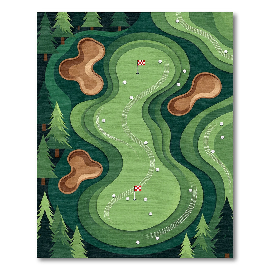 Abstract Green Golf Course Landscape Rug